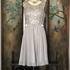 May Queen Couture Silver Formal Short Dress NWT